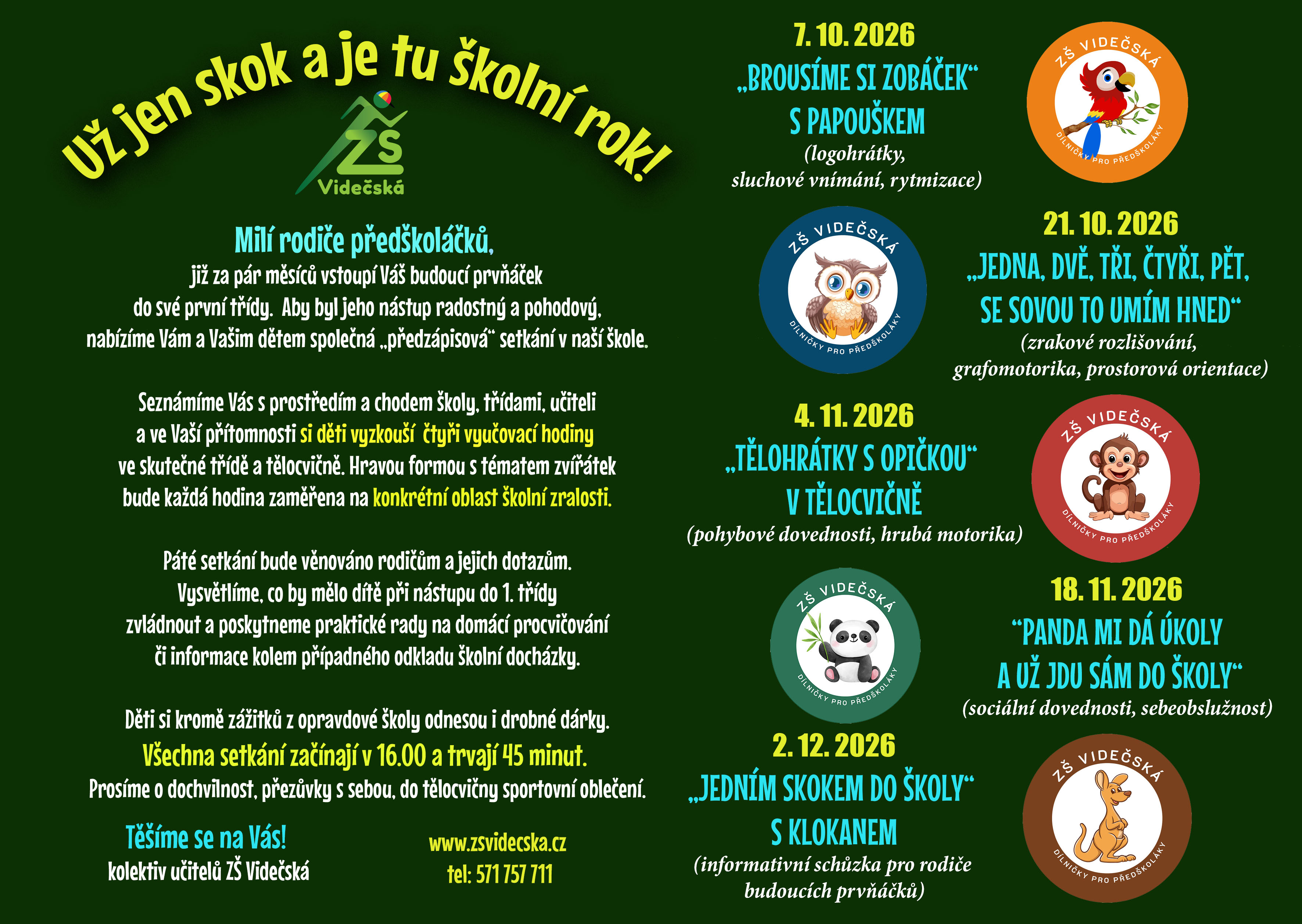 Dílničky pro budoucí prvňáčky, začínáme už 7.10.!